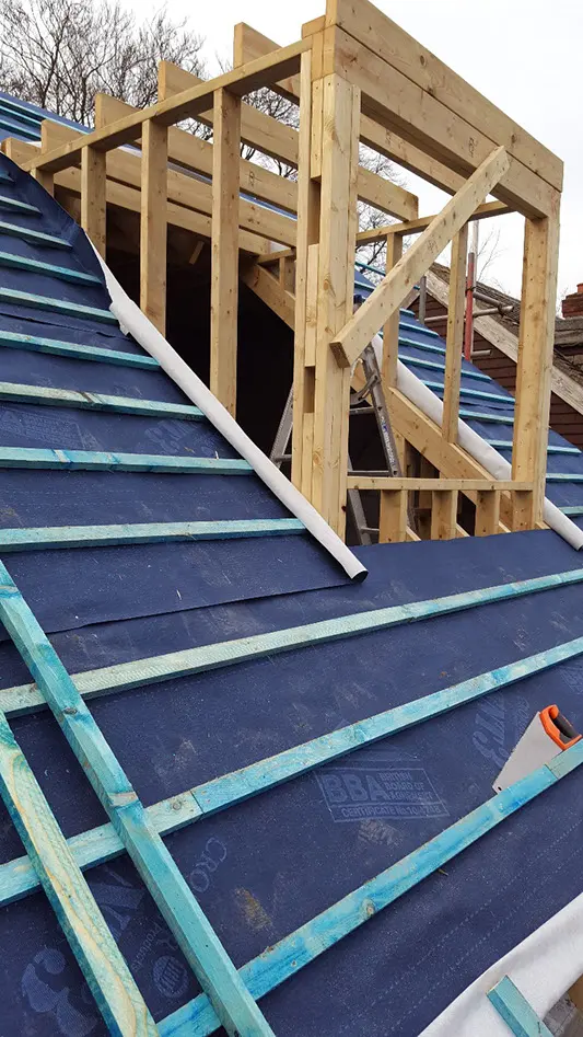 Roof felted and battened