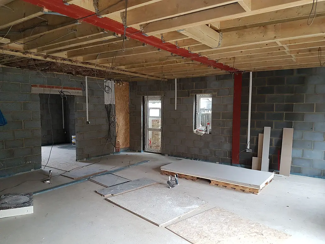 Steels and blockwork inside