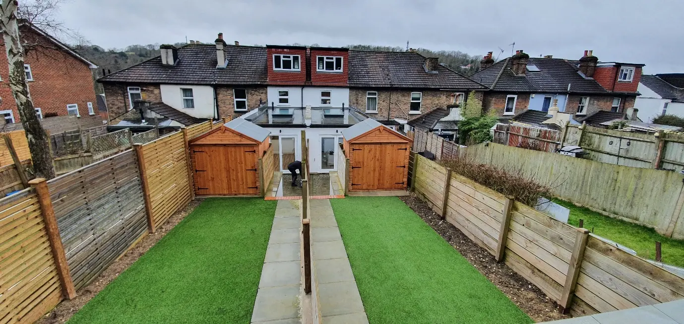 Twin gardens to the rear