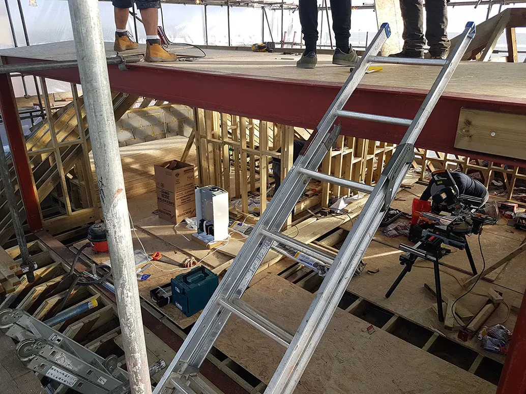The steel frame goes in