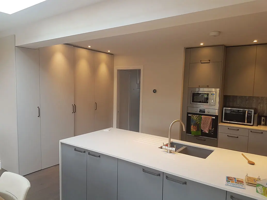 Island and pantry wall