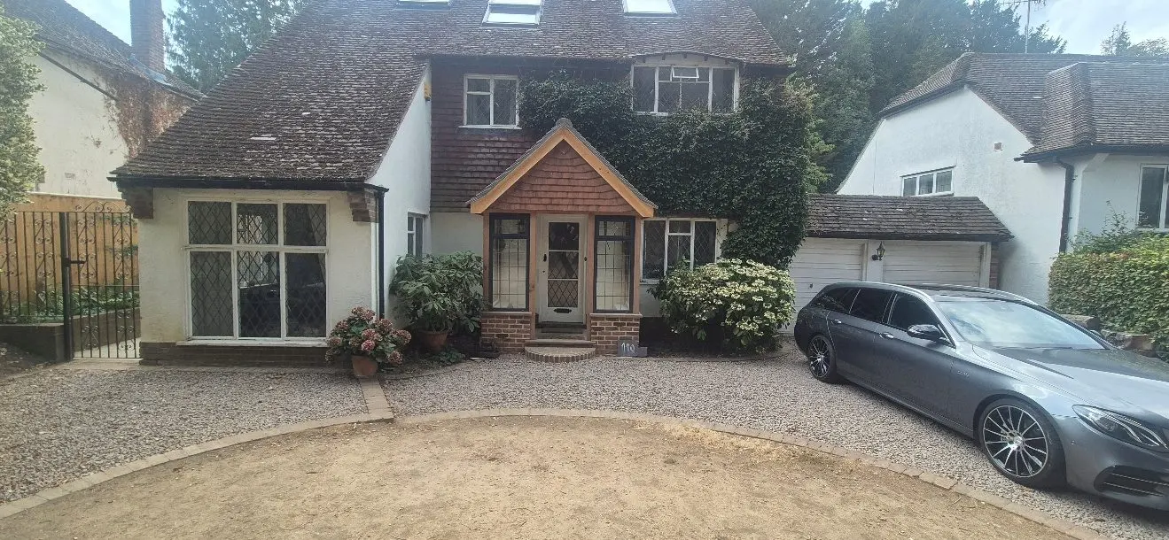The front of the property, with its new porch