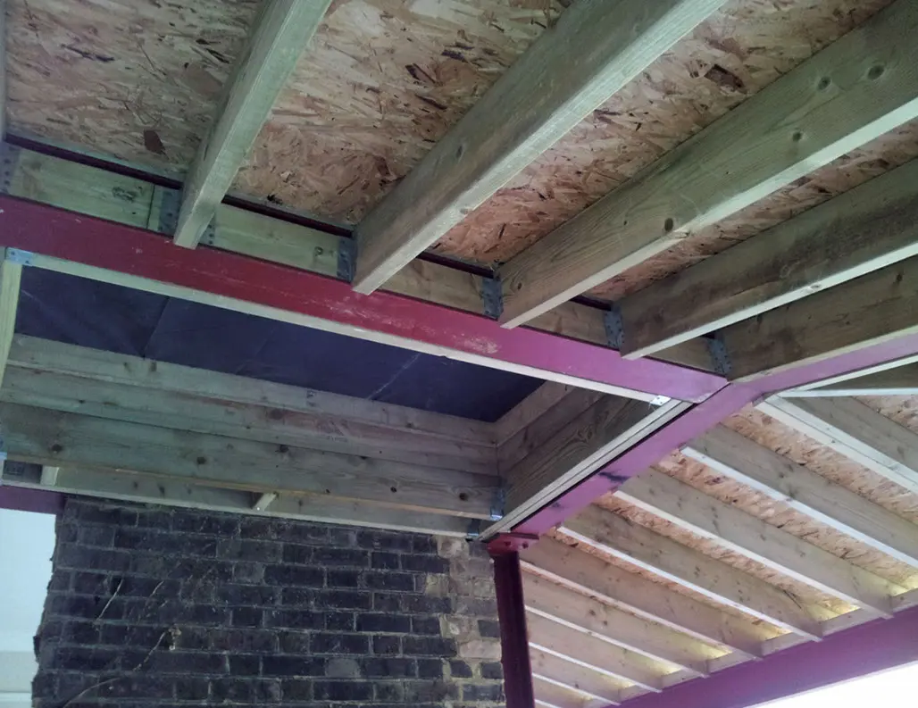 Roof structure from below