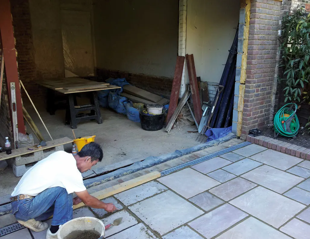 Laying the patio